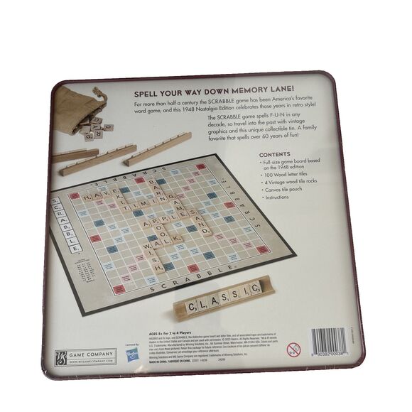 SCRABBLE Nostalgia Edition Collectible Tin Crossword Game Family Fun, New Sealed - Picture 2 of 5